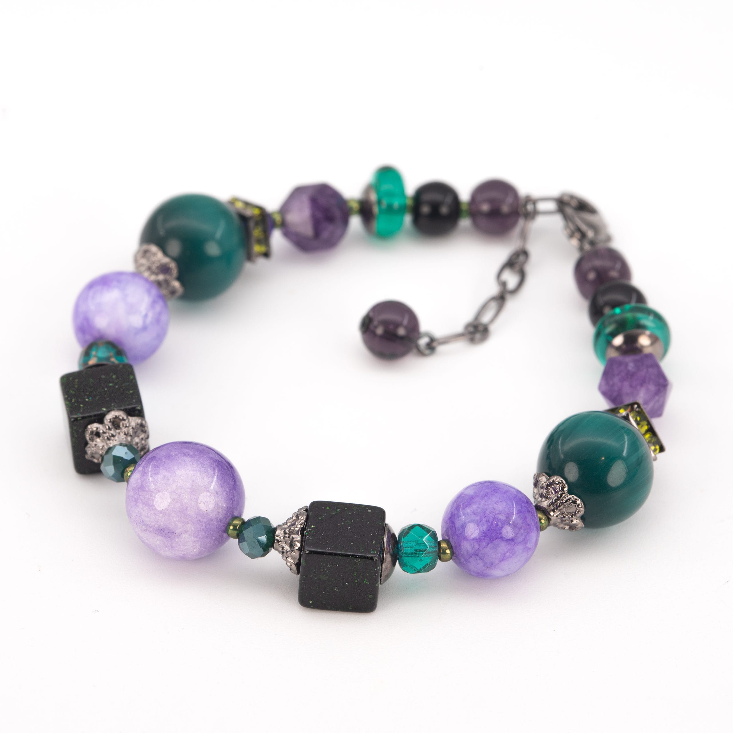 Браслет «Фэнтези» из кварца и кошачьего глаза